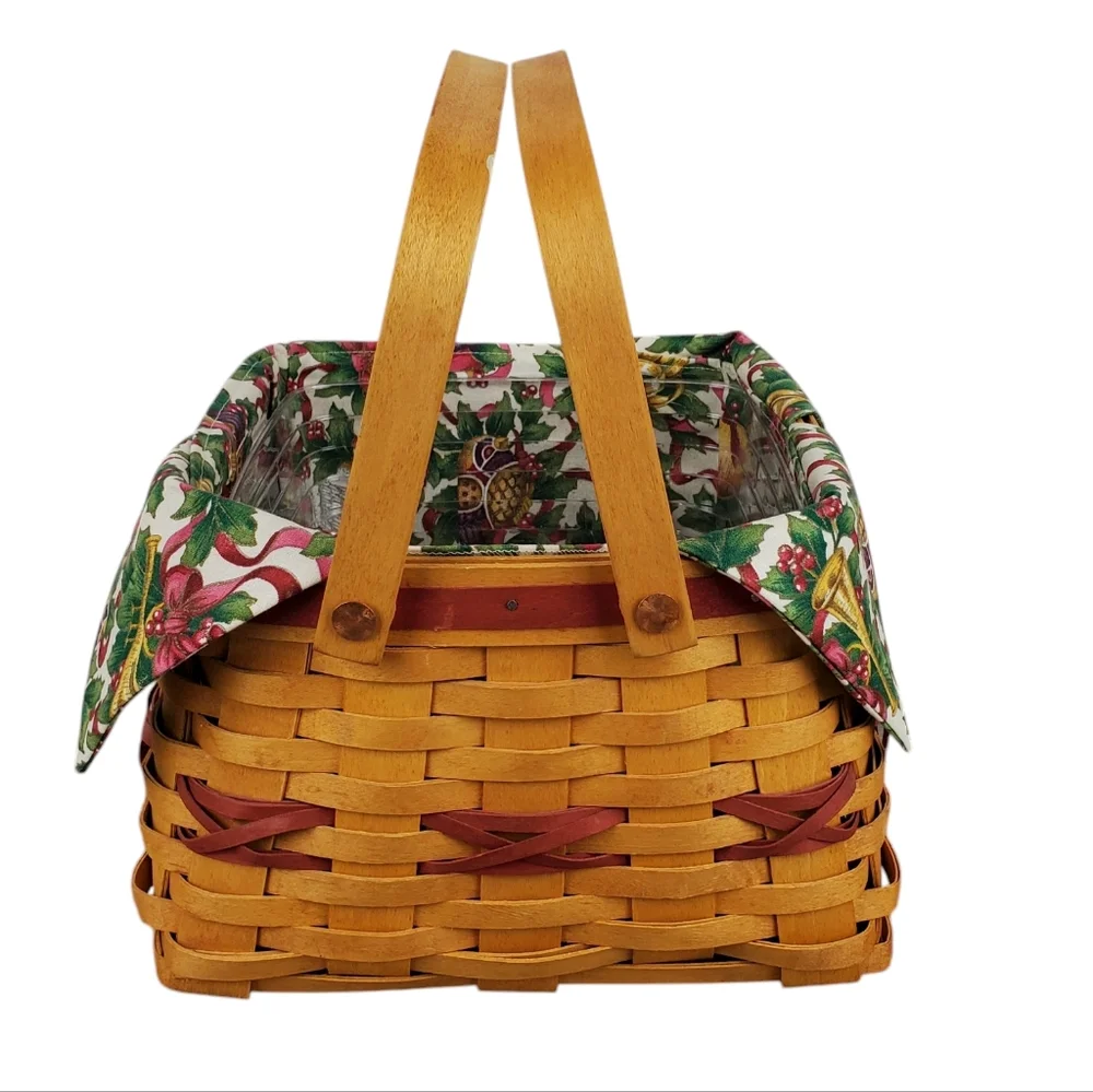 LONGABERGER Christmas Collection 2000 “Deck the Halls” Basket w/ Liner & Protect